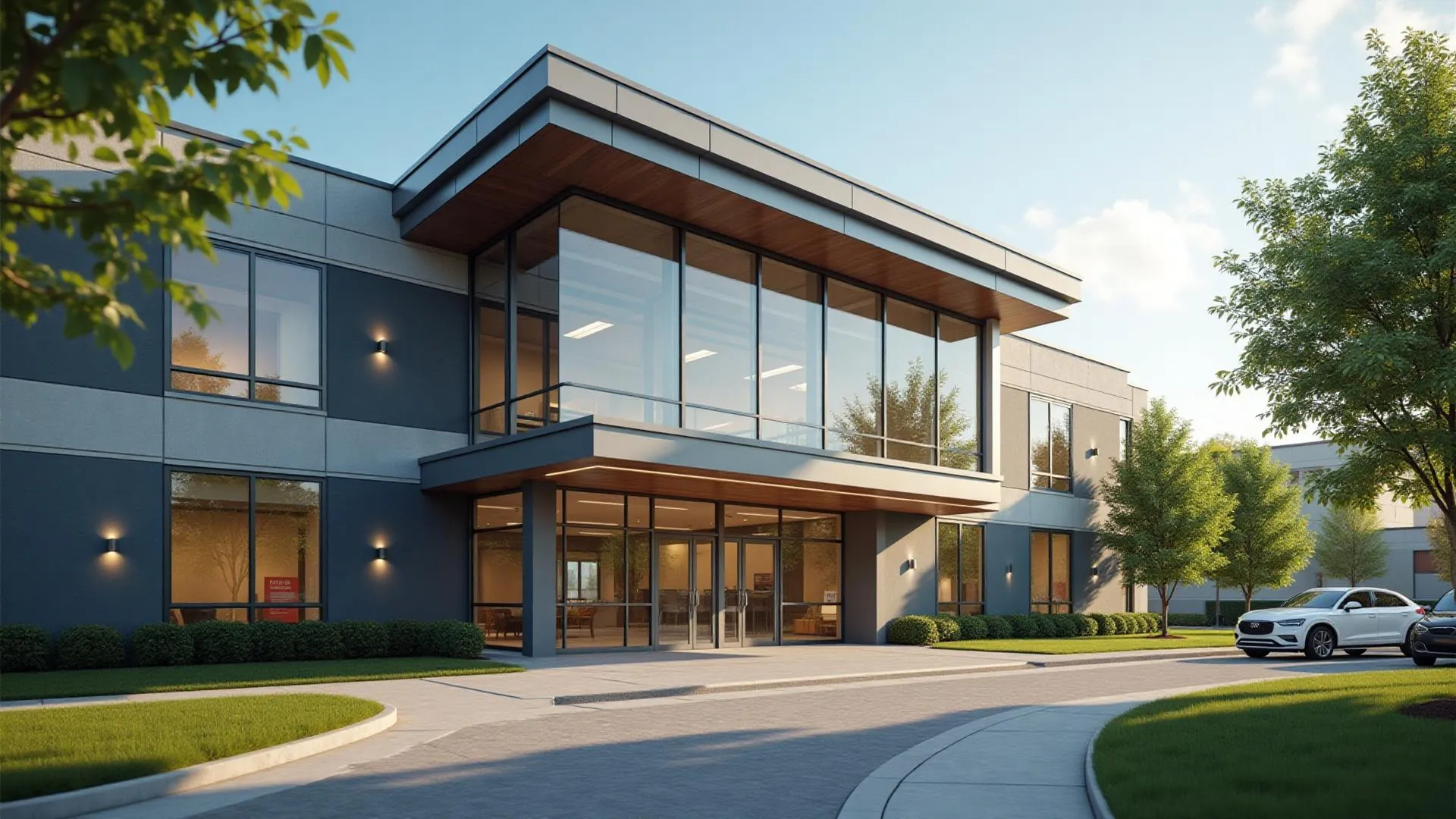 Modern healthcare facility showcasing digital marketing success with medical professionals providing patient care